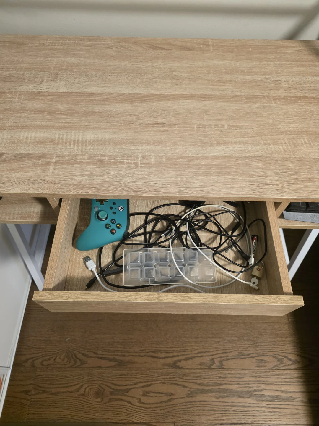 Compact Wood Grain Desk with Storage Drawer - photo 4