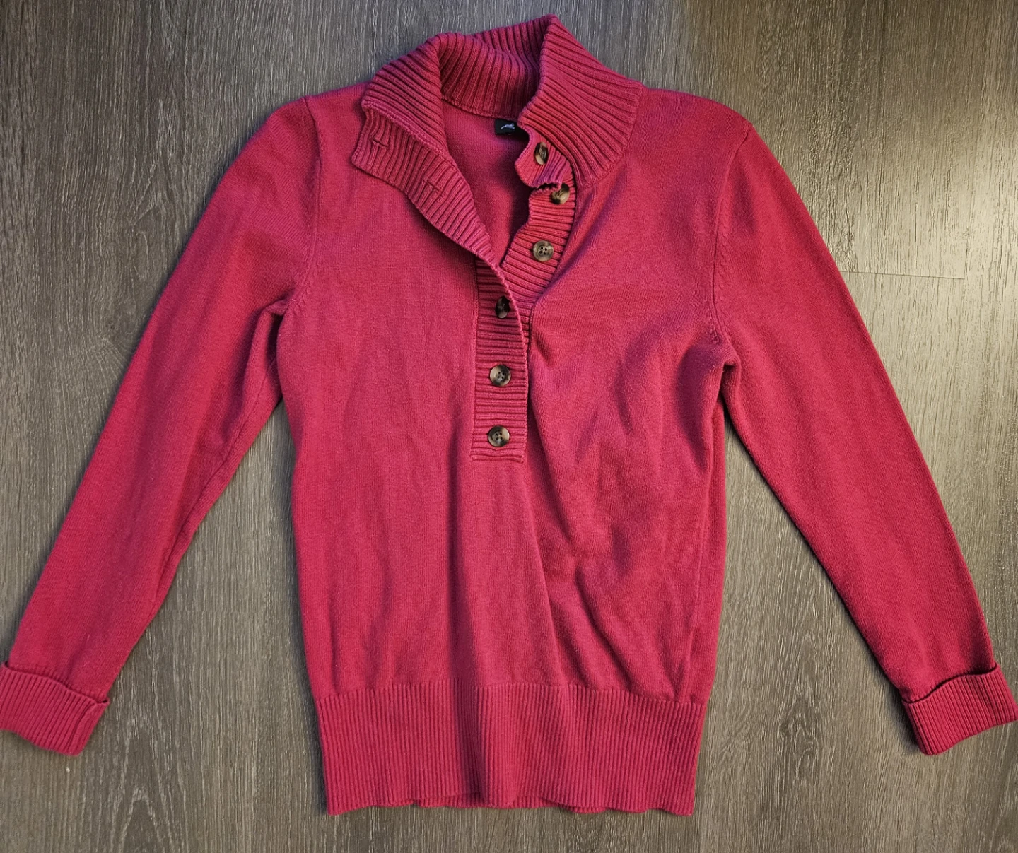 Eddie Bauer Women's Pink Button Neck Sweater Size S