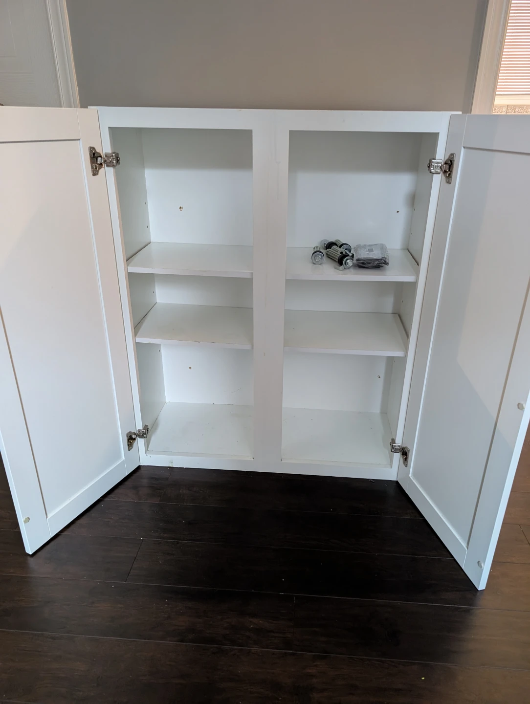 White Two-Door Cabinet with Shelves - photo 3
