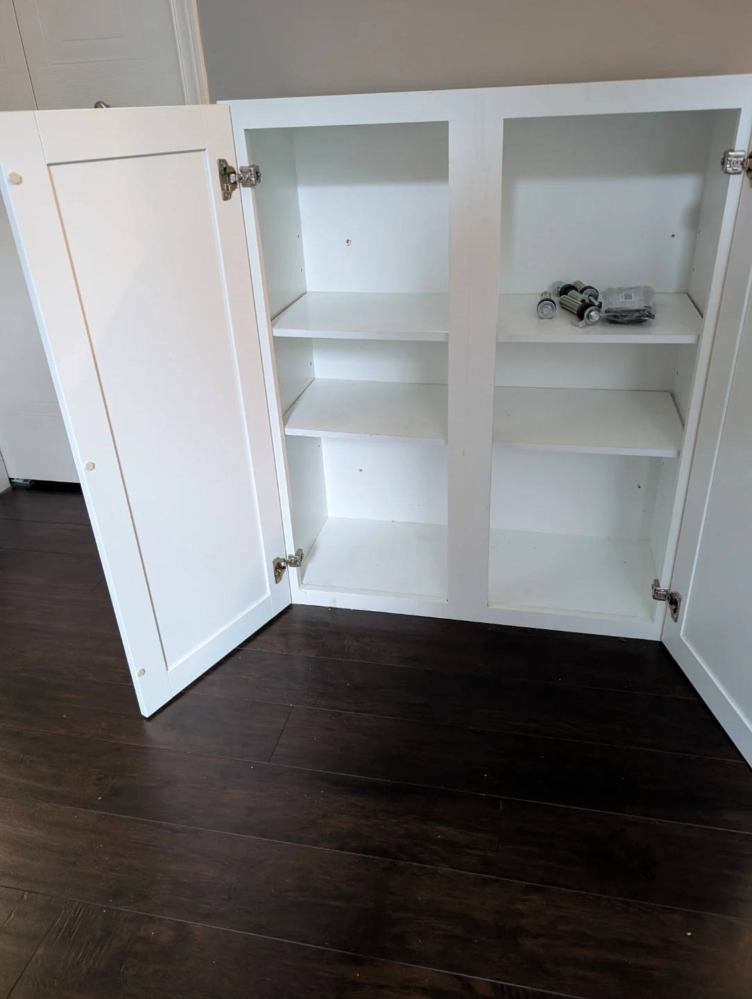 White Two-Door Cabinet with Shelves - photo 4