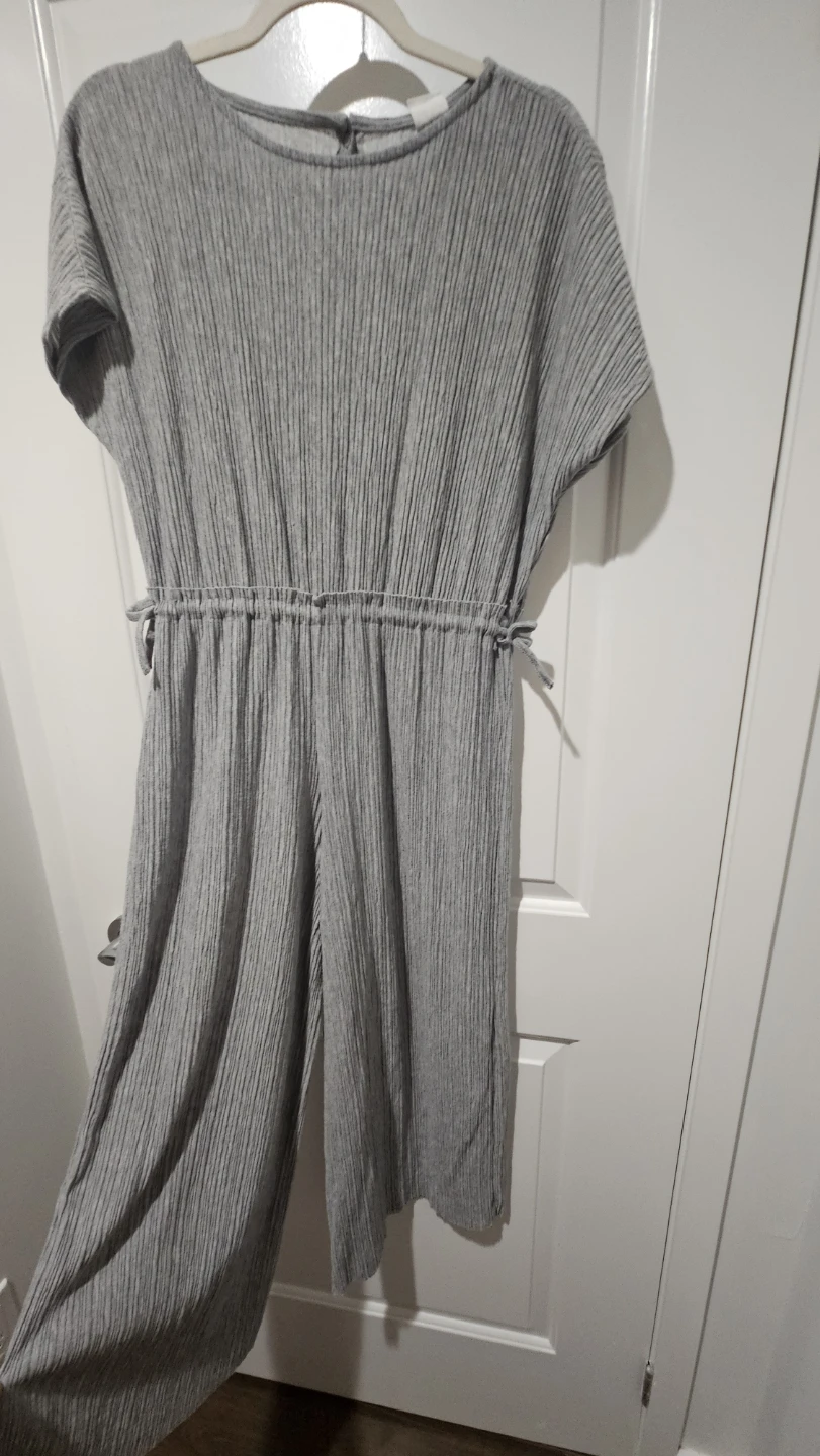 Grey Pleated Jumpsuit, Size 10 (Medium to Large)