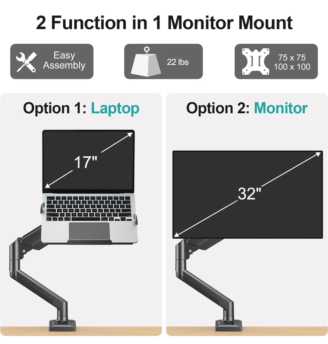 MOUNT PRO 2-in-1 Monitor and Laptop Arm Mount - photo 2