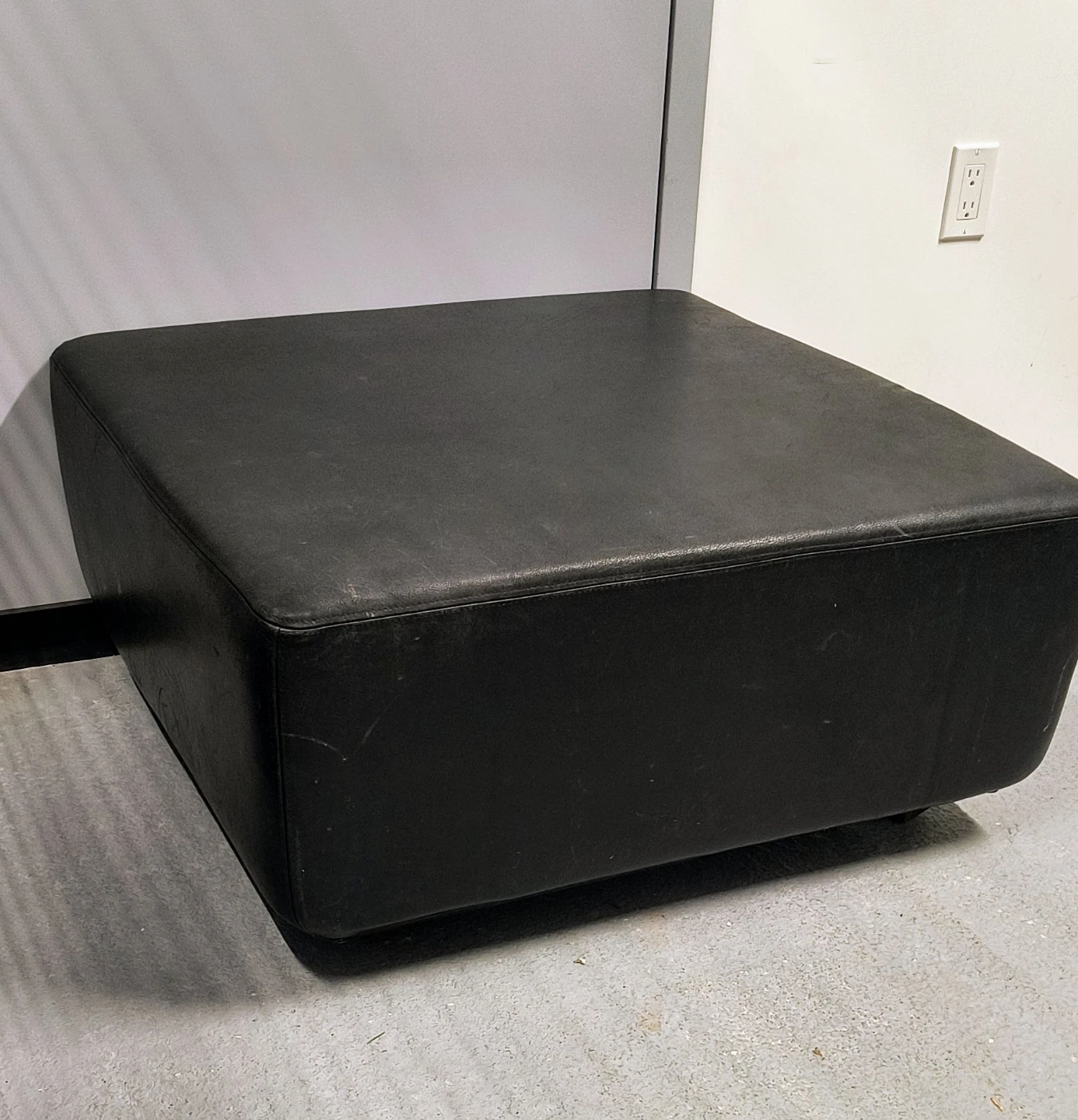 Black Leather Square Ottoman