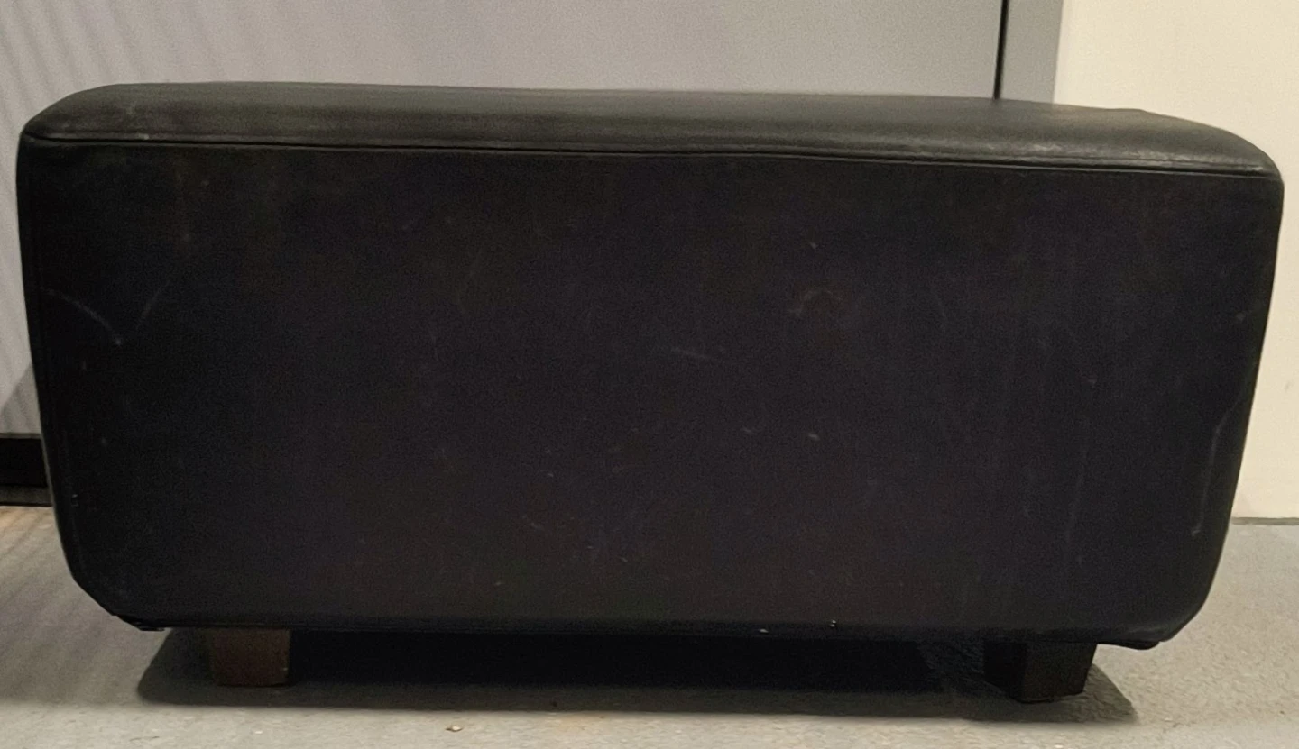 Black Leather Square Ottoman - photo 2