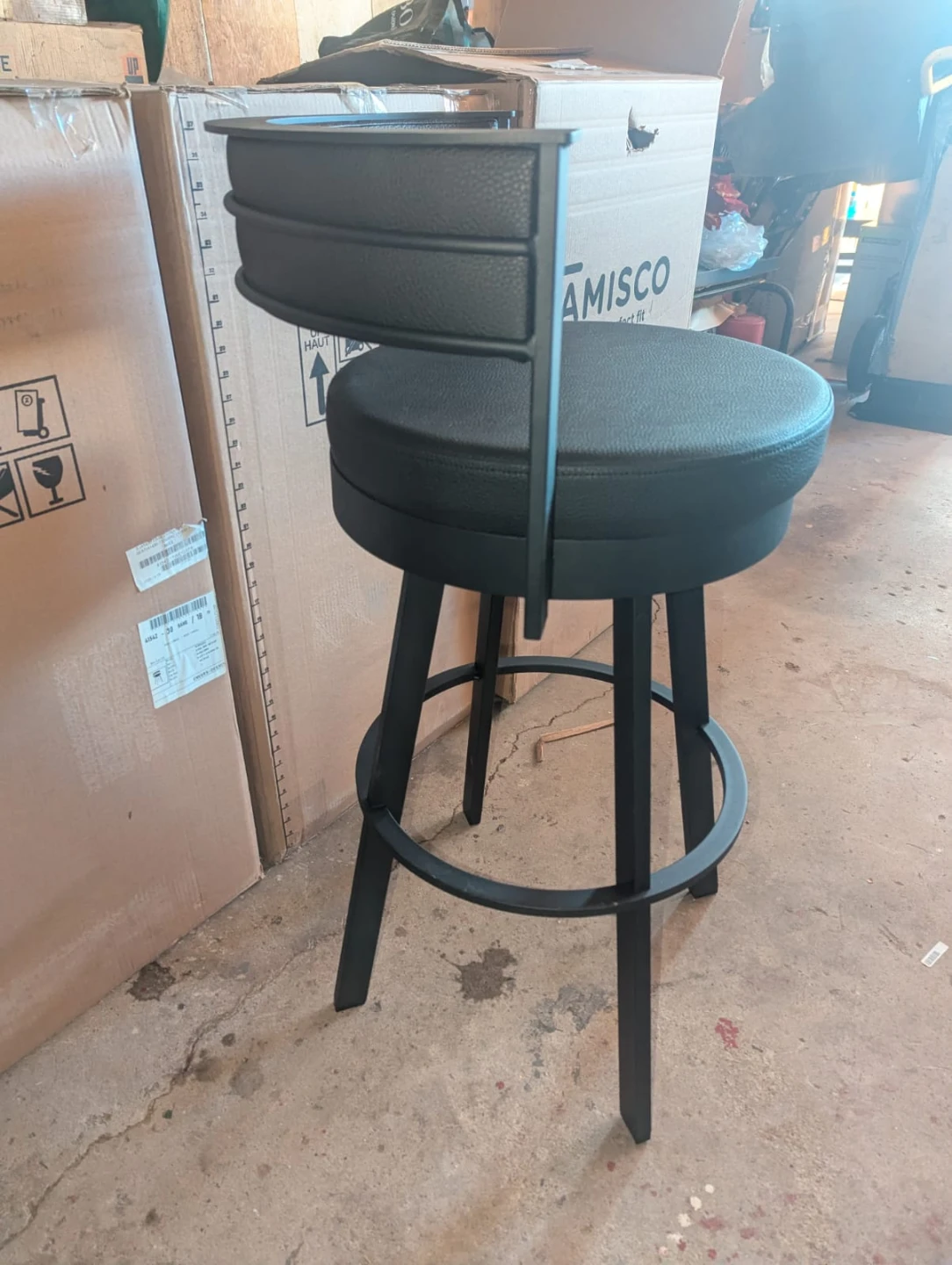 3 Black Leather Bar Stool - Bar Height (30" Seat)