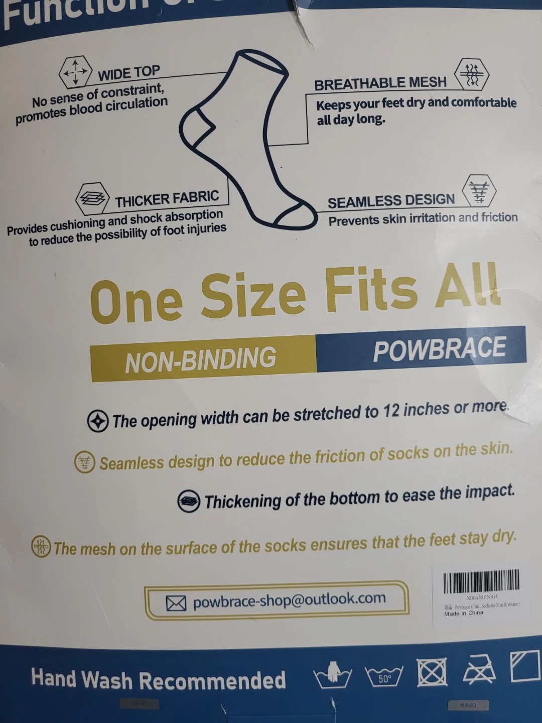 Powbrace Diabet Extra Width Sock - 4 Pairs - One Size Fits All - photo 2