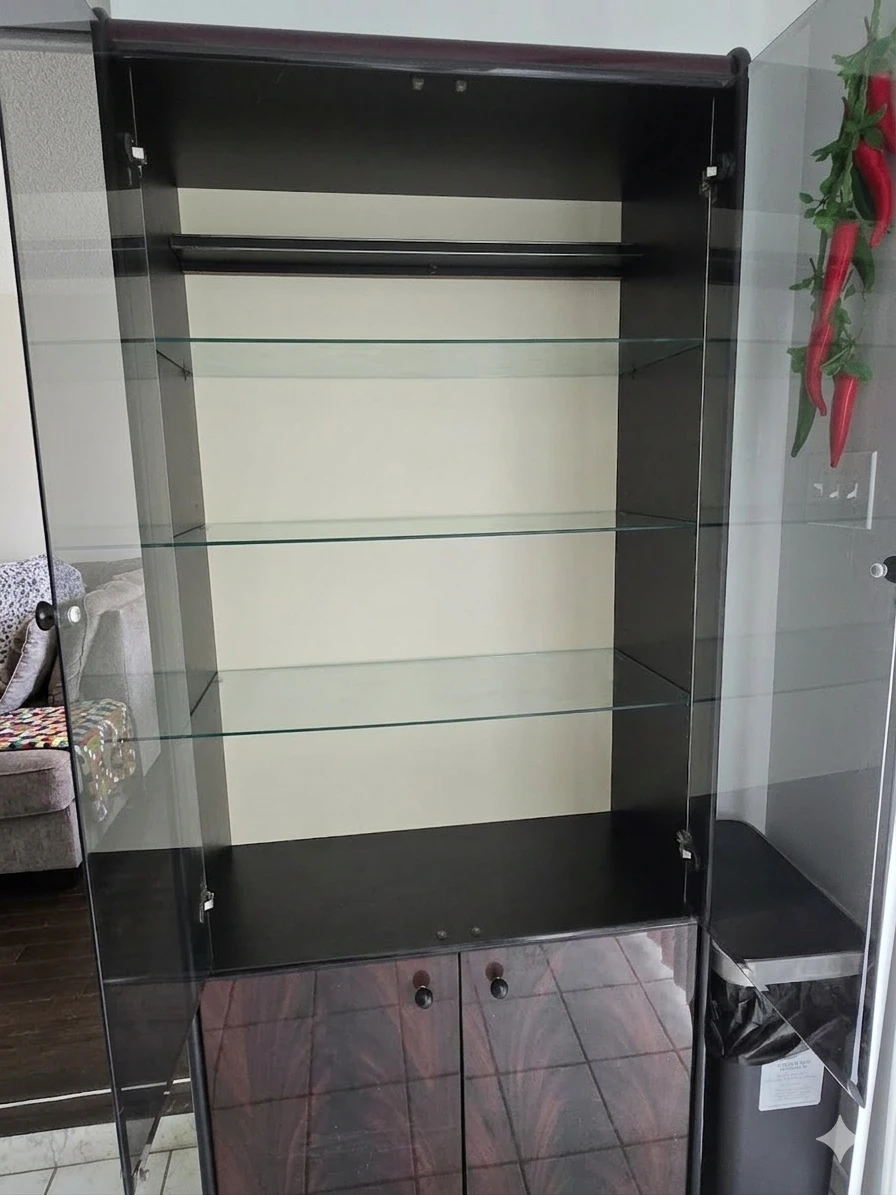 Glass Display Cabinet / China Cabinet – Wood with Glass Shelves - photo 3