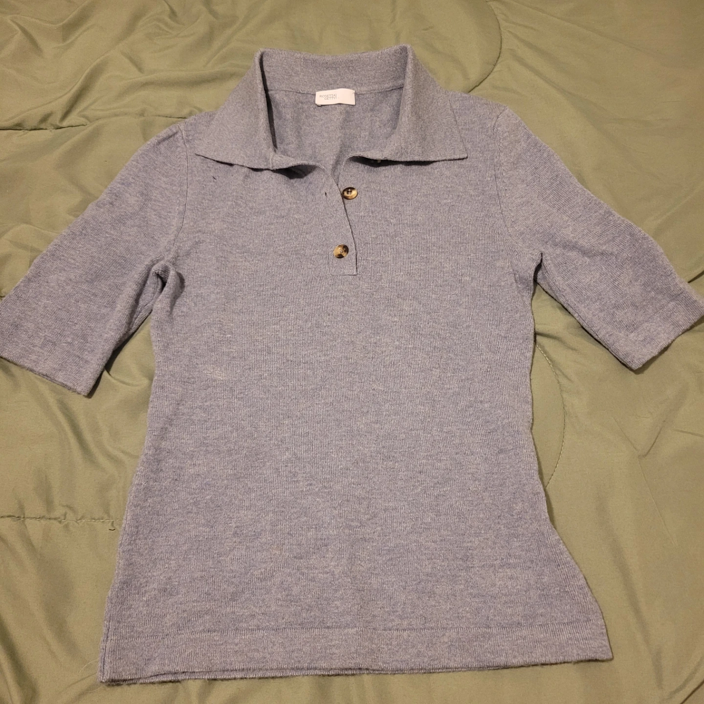 W/small Rosetta Getty Blue Wool & Cashmere Collared Shirt