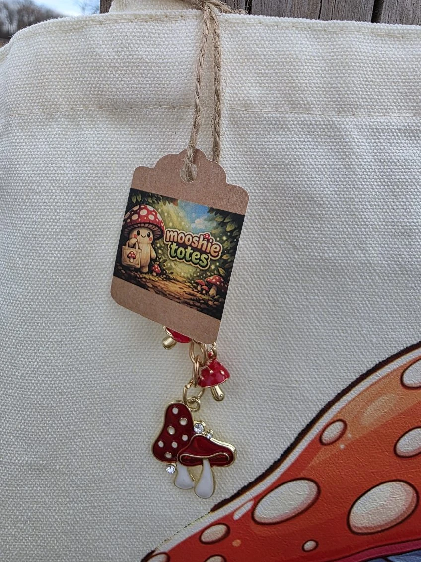 Mooshie Totes Canvas Tote Bag with Mushroom Charm - photo 2