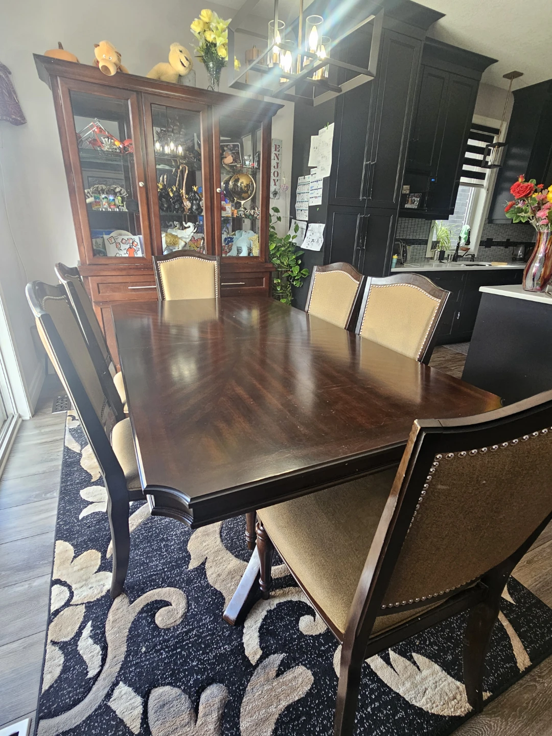 Wooden Dining Table with 6 Chairs