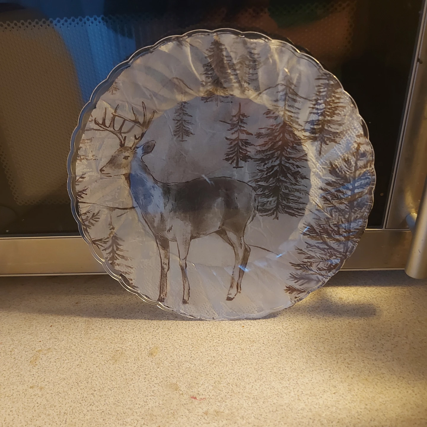 Decorative Glass Plate - Deer and Forest Scene - photo 2