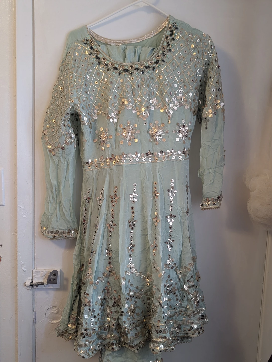 Embellished Teal Anarkali Dress