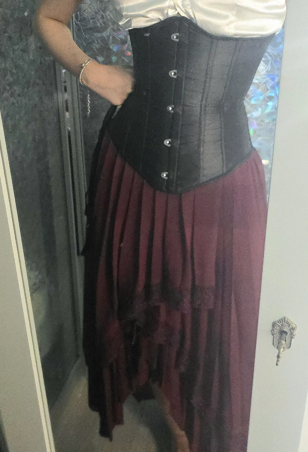 Maroon Lace High-Low Skirt