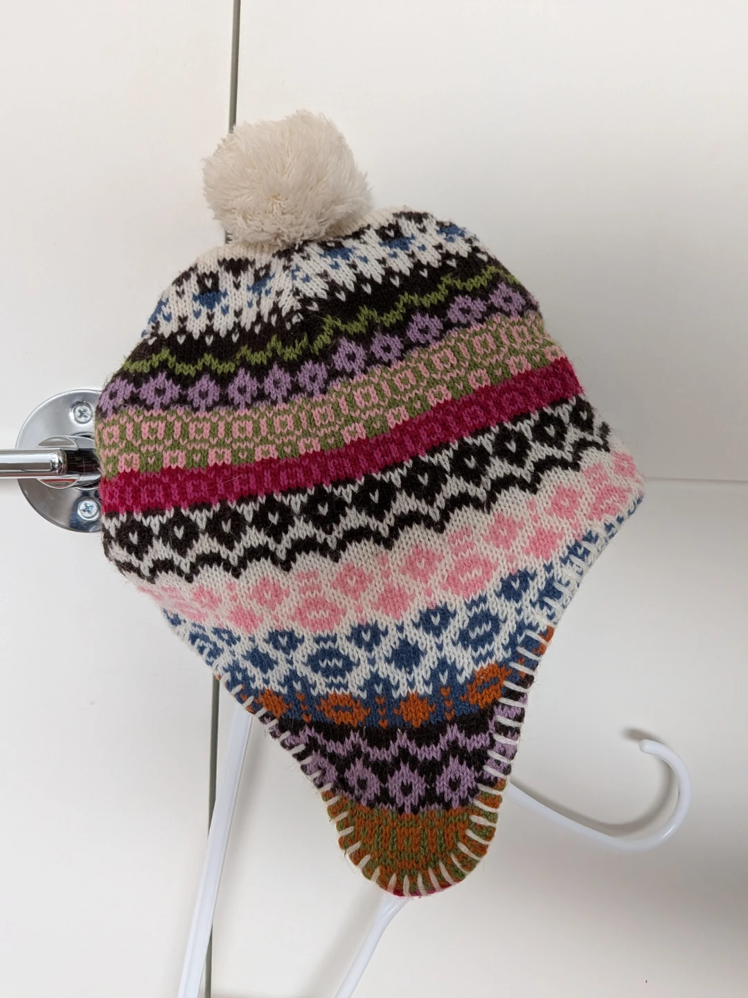 Fair Isle Knit Hat with Pom Pom