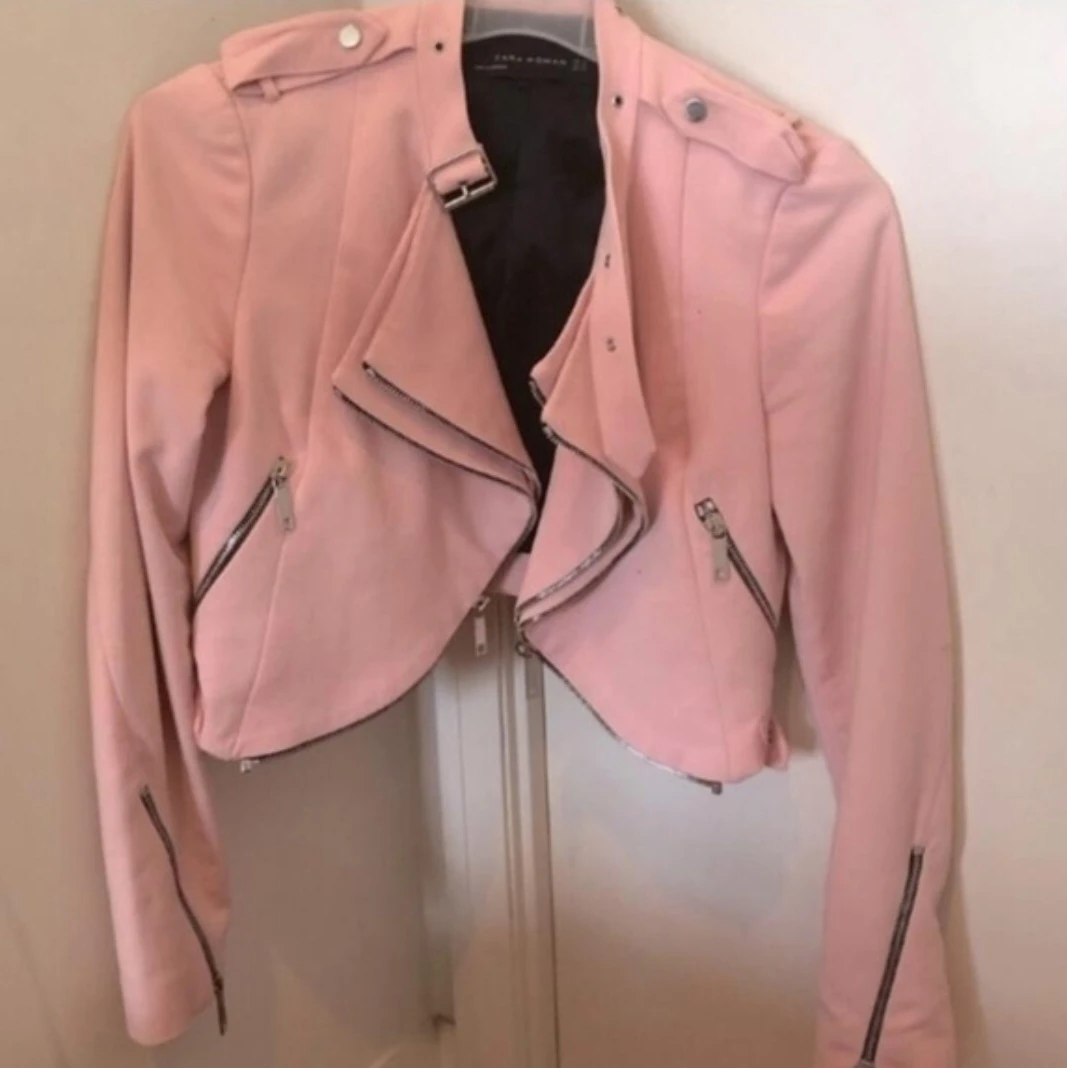 Zara Woman Pink Cropped Moto Jacket - photo 5