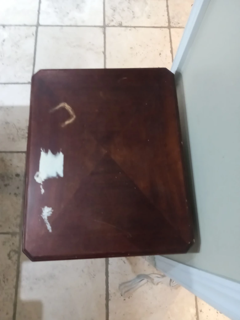 Dark Wood Side Table with Shelves