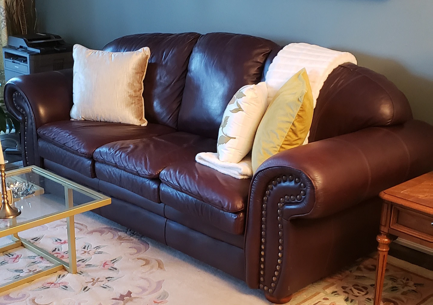 Dark Brown Leather Sofa