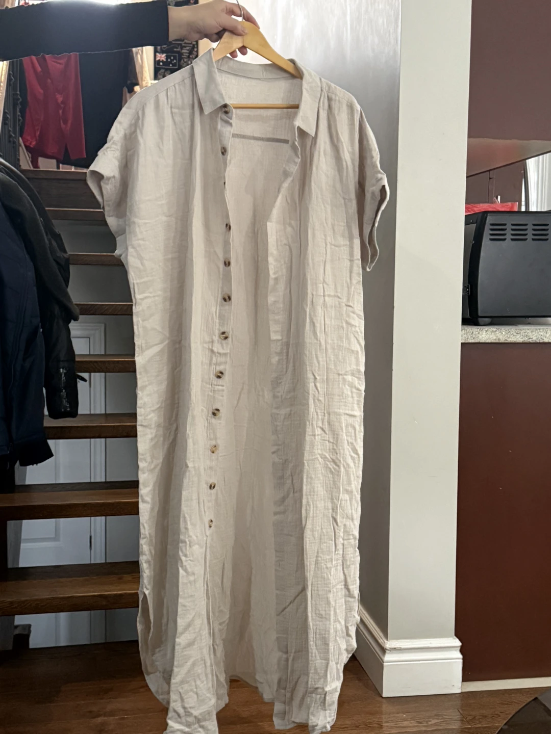 Beige Linen Shirt Dress XL - photo 3