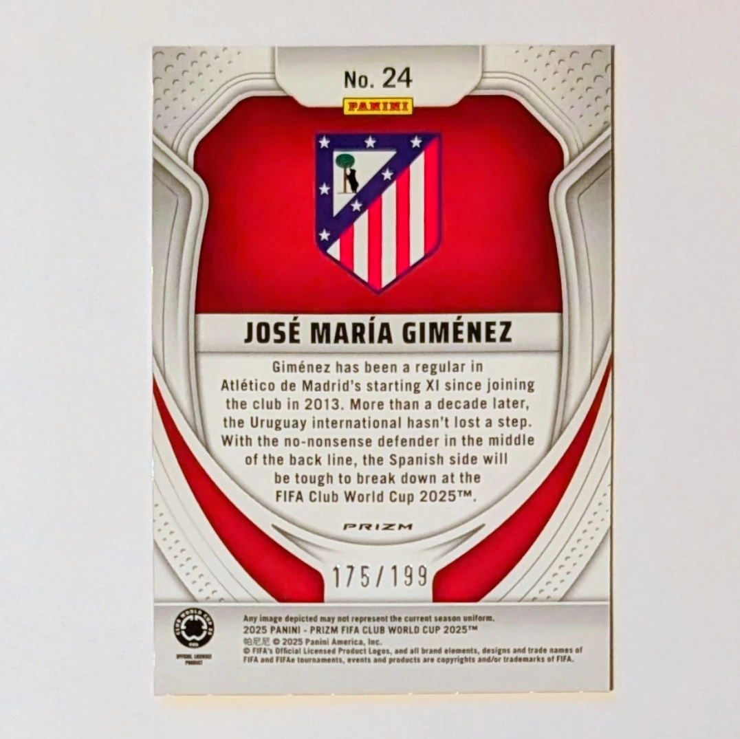 2025 Panini Prizm FIFA Club World Cup Jose Maria Gimenez 175/199 - photo 2