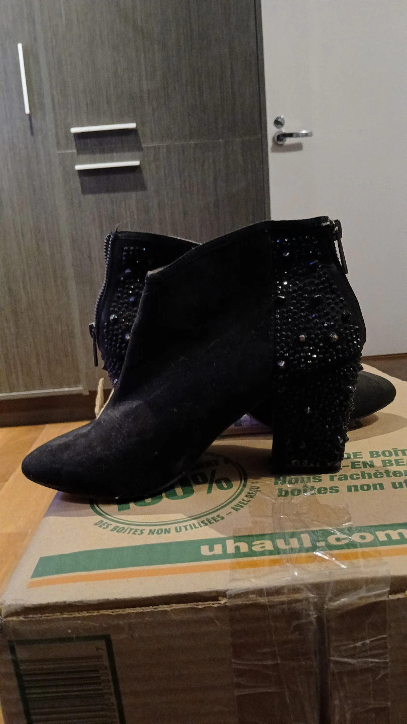 Black Suede Ankle Boots with Studs