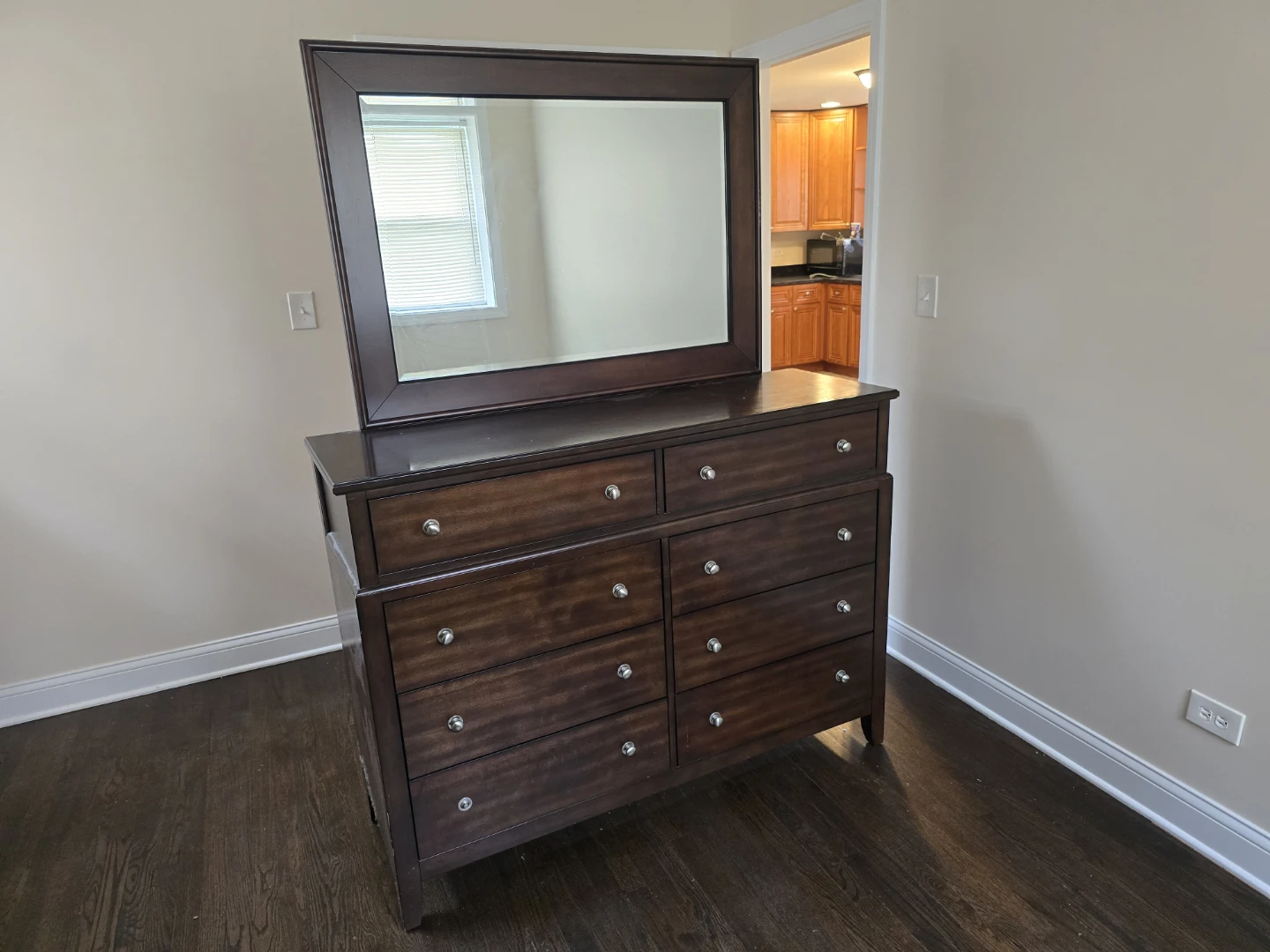 Dark Wood Dresser with Mirror