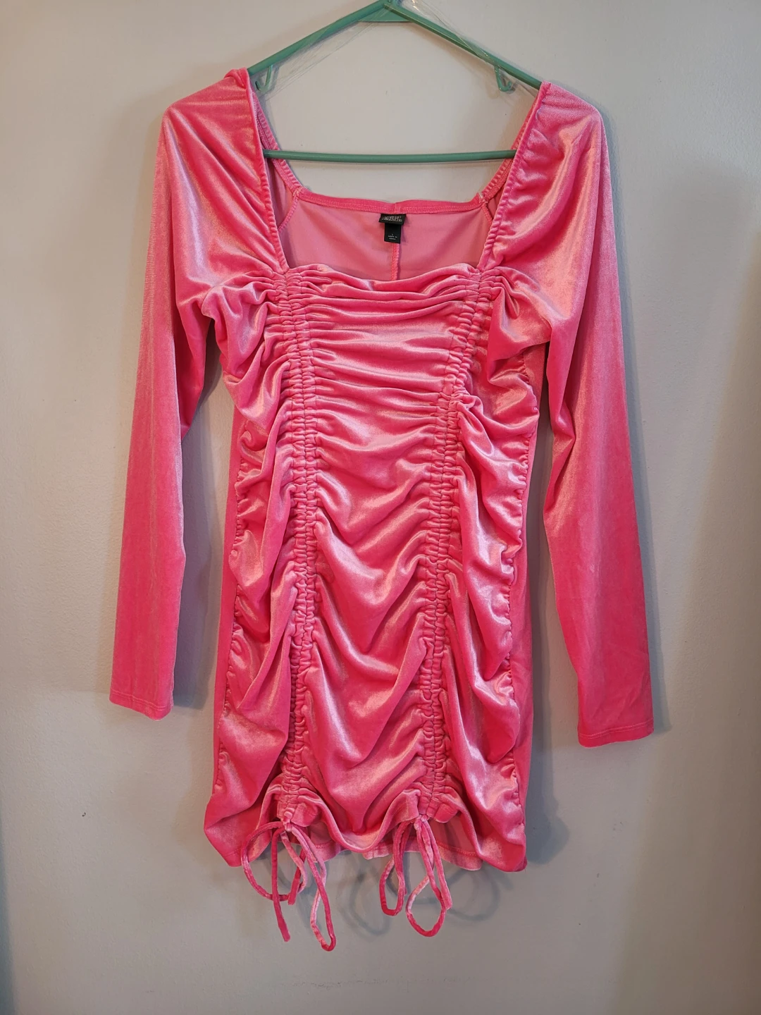 Wild Fable Pink Velvet Ruched Long Sleeve Dress or Shirt - photo 2