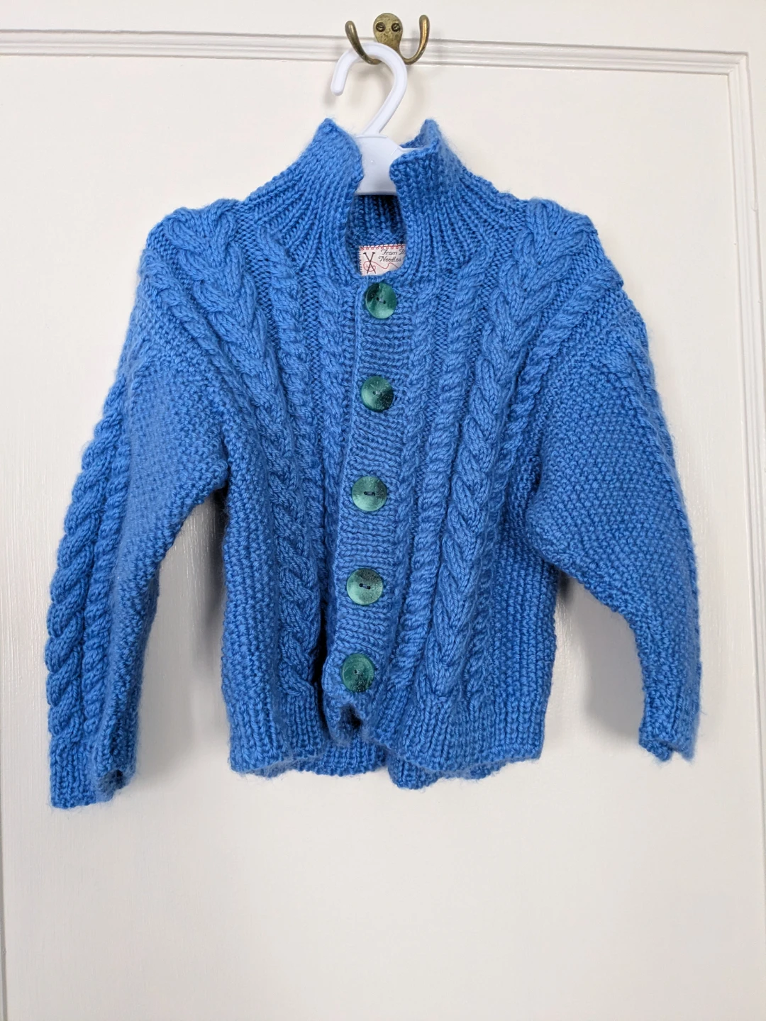 Jieyarn Blue Cable Knit Cardigan Sweater 5years