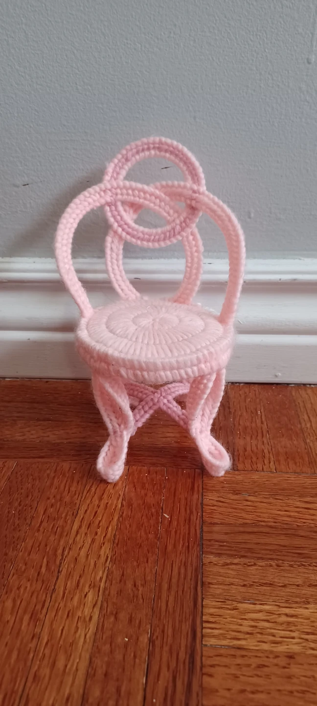 Pink Crocheted Miniature Chair