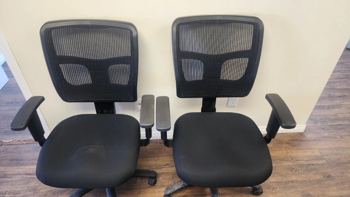 3 Black Mesh Office Chairs