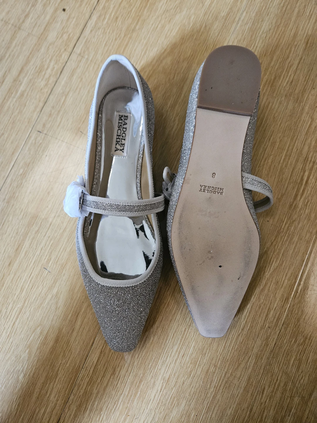 Badgley Mischka Glitter Mary Jane Flats - Size 8 - photo 3