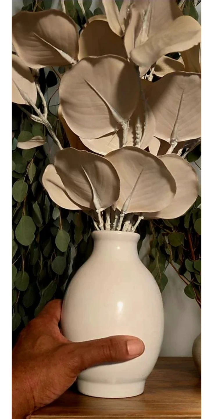 Faux Eucalyptus Stems with White Ceramic Vase - photo 3
