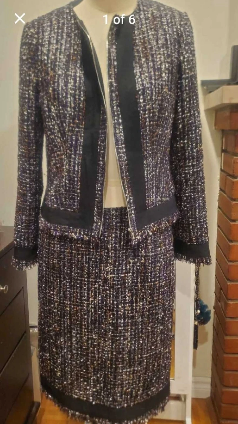 Calvin Klein Tweed Suit Set Jacket & Skirt
