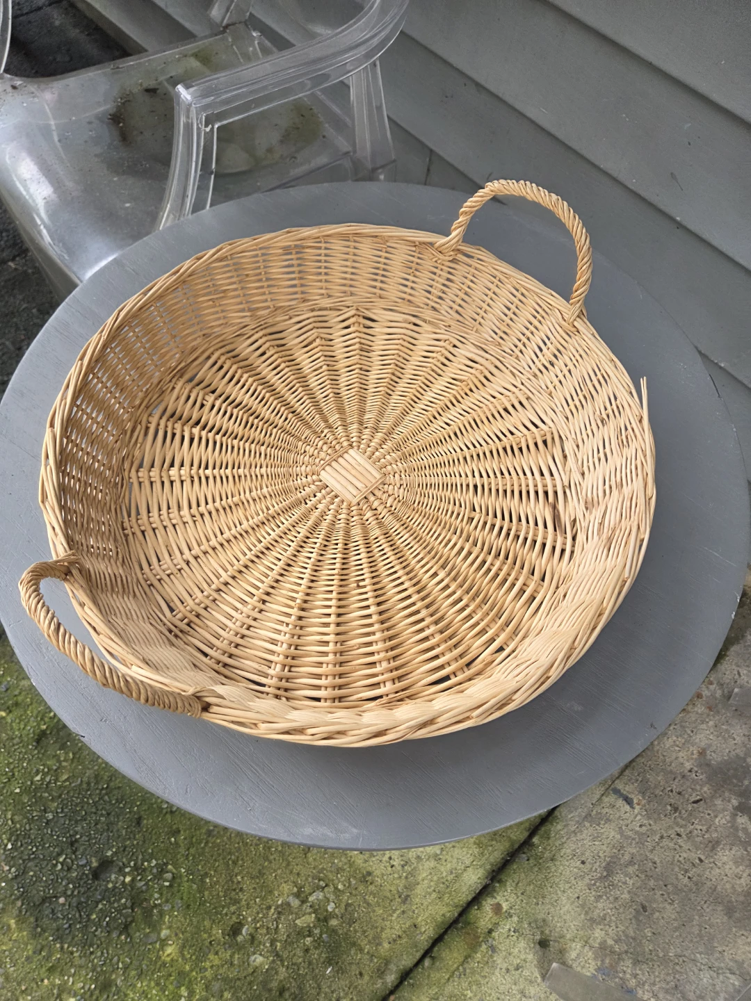 Wicker Round Tray with Handles