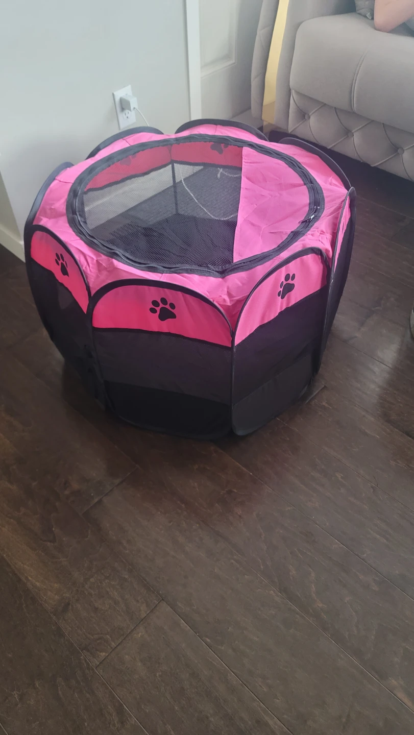 Foldable Pink Pet Playpen with Paw Prints (new never used)