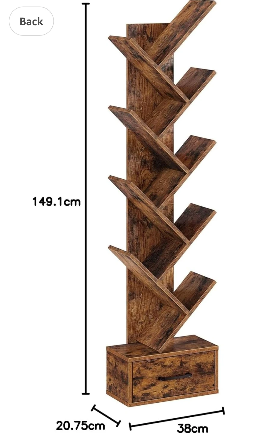 Rustic Tree Bookshelf with Drawer - photo 3