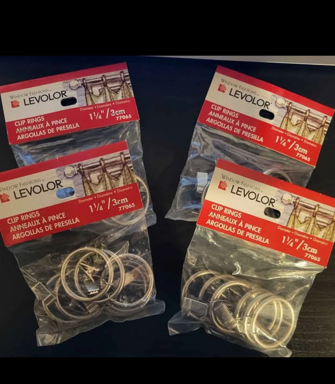 4 Packs of Levolor Curtain Clip Rings (Set of 7) - 1 1/4"