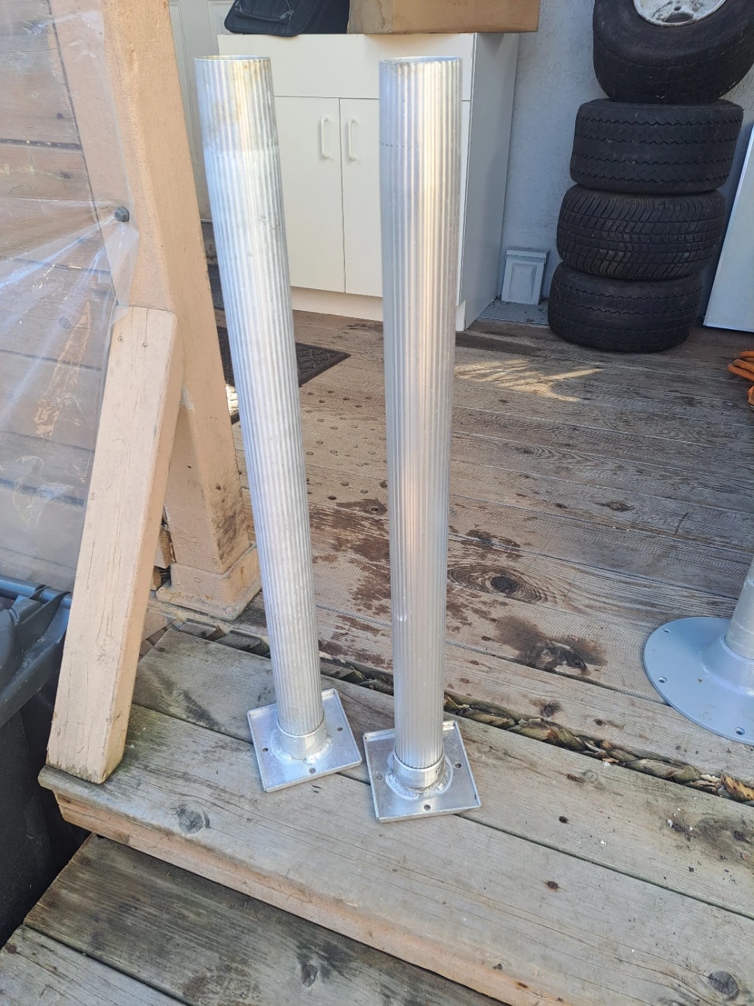 Pair of Silver Aluminum Pedestal Legs