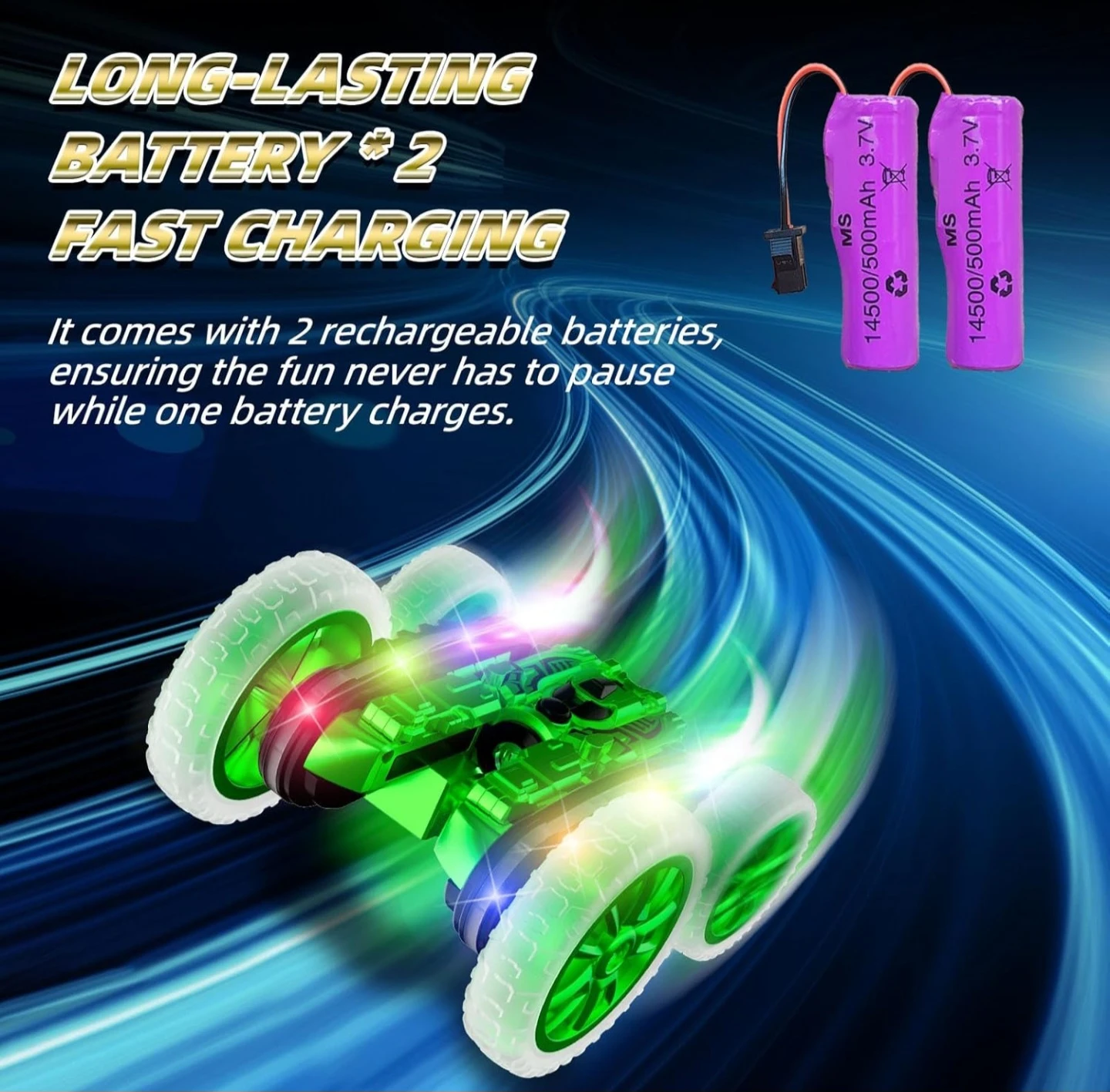 Green RC Stunt Car with Remote Control and Extra Batteries - photo 5
