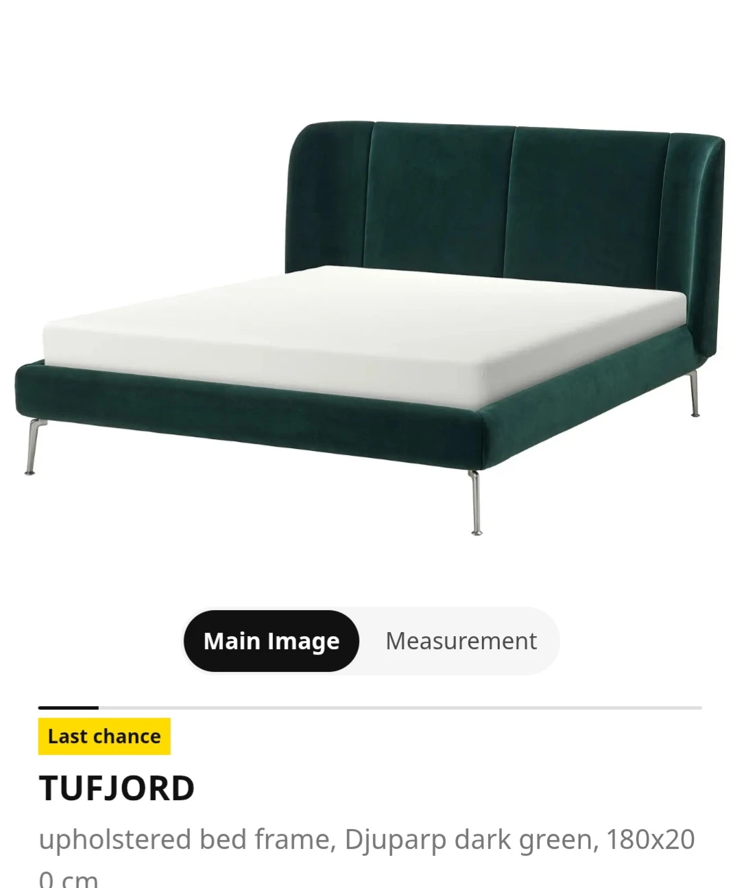 Upholstered green bed frame - Queen