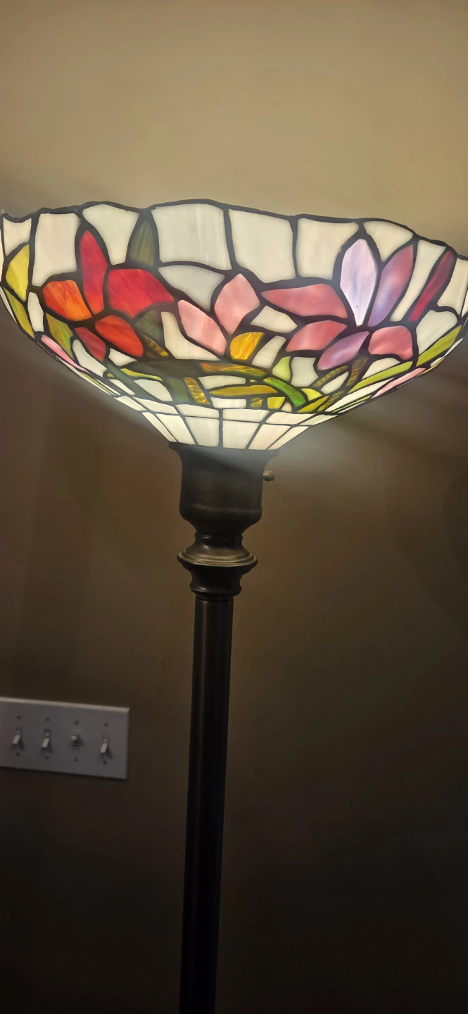 Tiffany Style Floor Lamp with Floral Stained Glass Shade