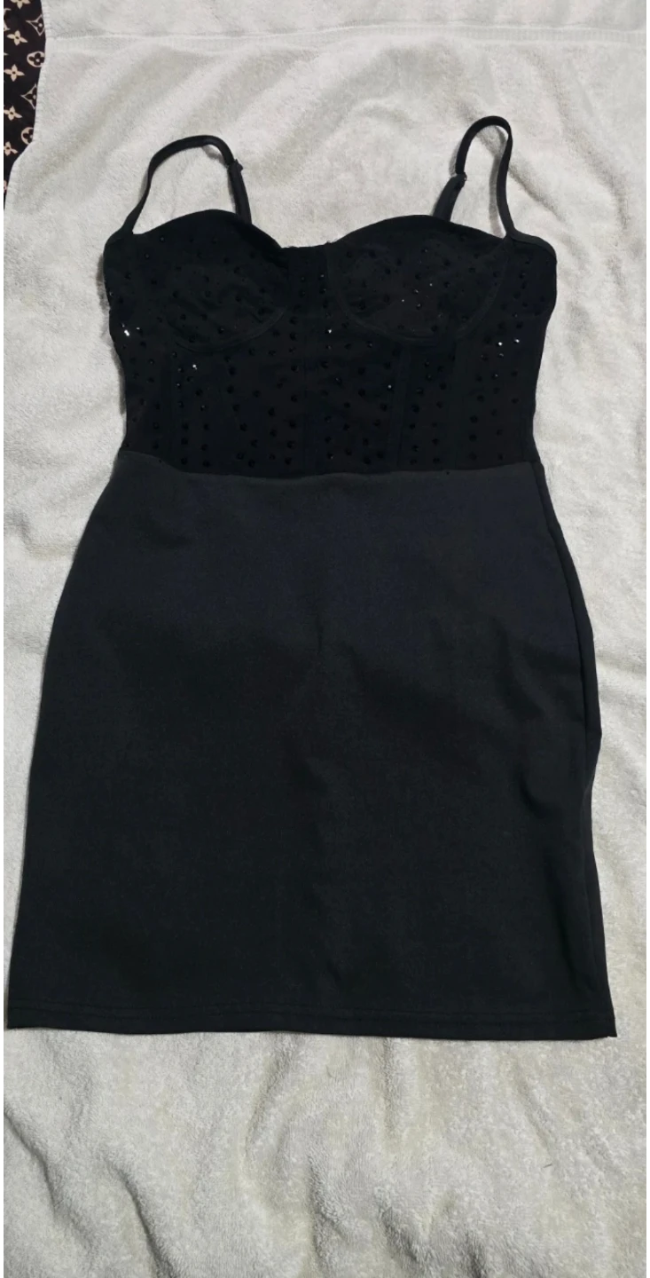 Black Embellished Mini Dress