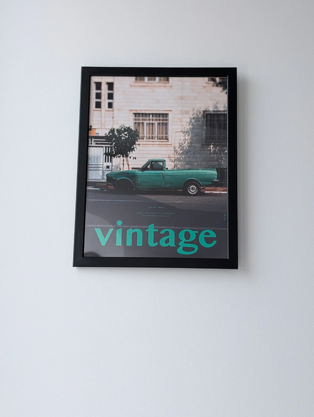Framed Green Paykan pickup truck Vintage Truck 34x44cm - photo 2