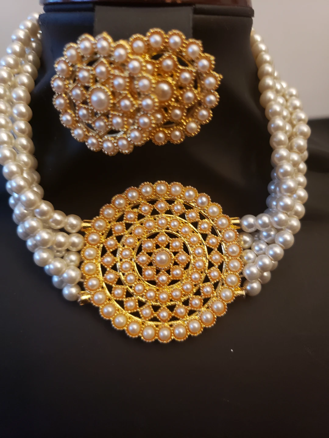 Pearl Necklace and Earrings