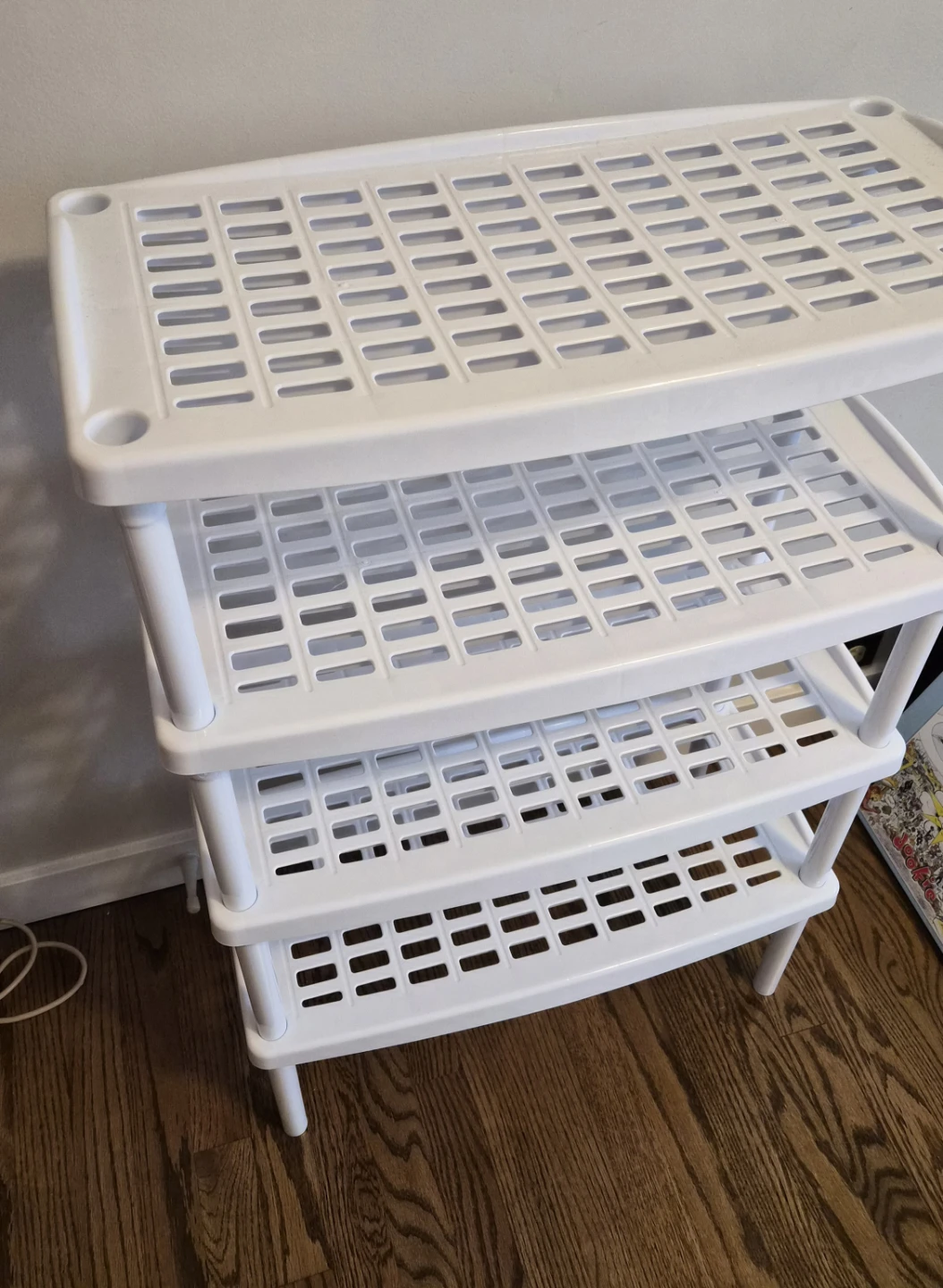 White 4-Tier Plastic Storage Shelf - photo 2