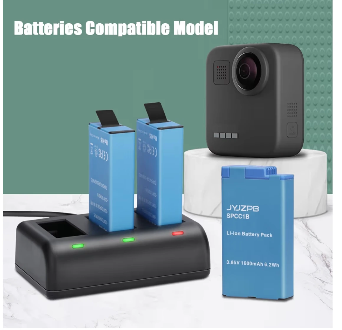 JYJZPB SPCC1B Li-ion Battery Pack Set for GoPro Max - photo 4