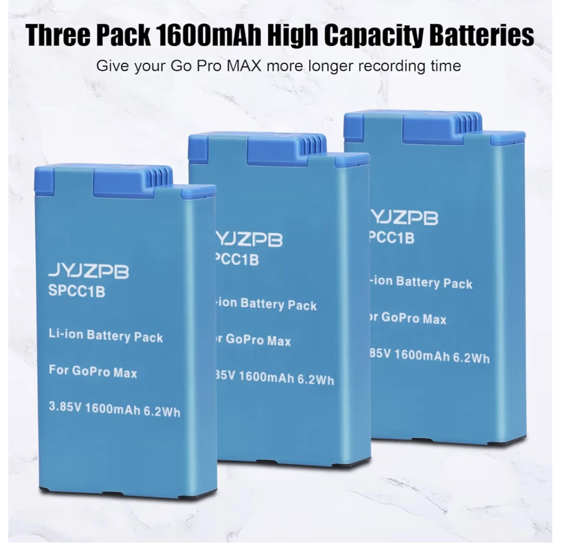 JYJZPB SPCC1B Li-ion Battery Pack Set for GoPro Max - photo 5