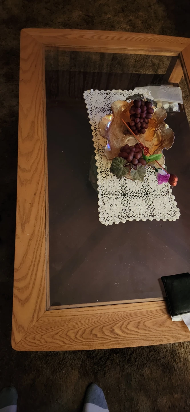 Wooden Coffee Table with Glass Top - photo 3