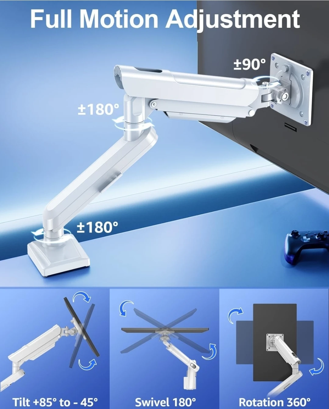 MOUNTUP Single Monitor Mount for 22-32 inch Screens - White - photo 5