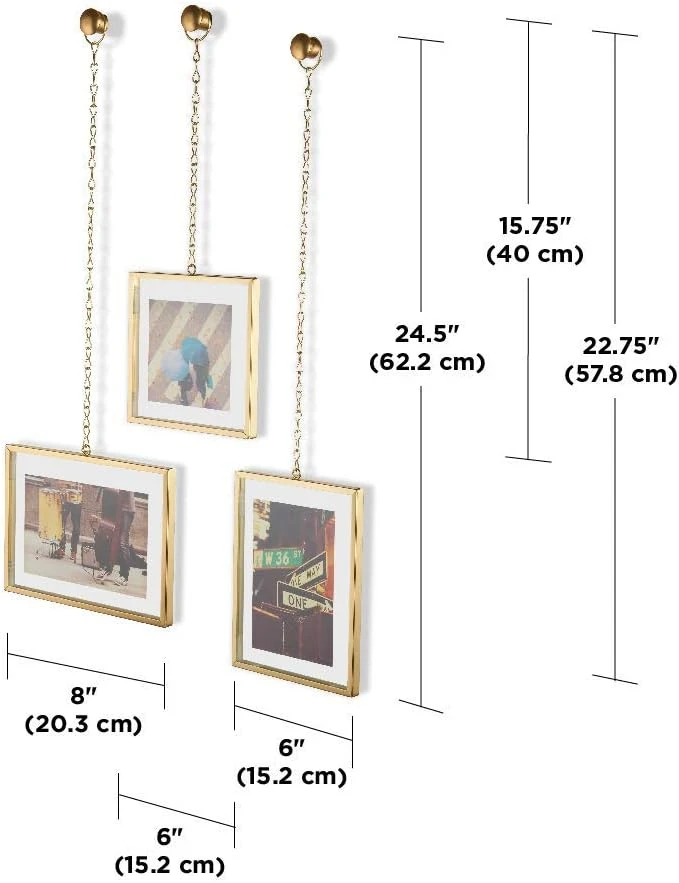 Umbra Fotochain Brass Hanging Picture Frames / Wall Decor