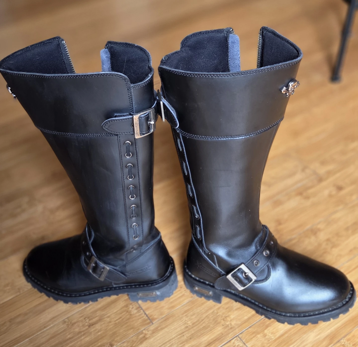 Black Leather Motorcycle Boots - photo 2